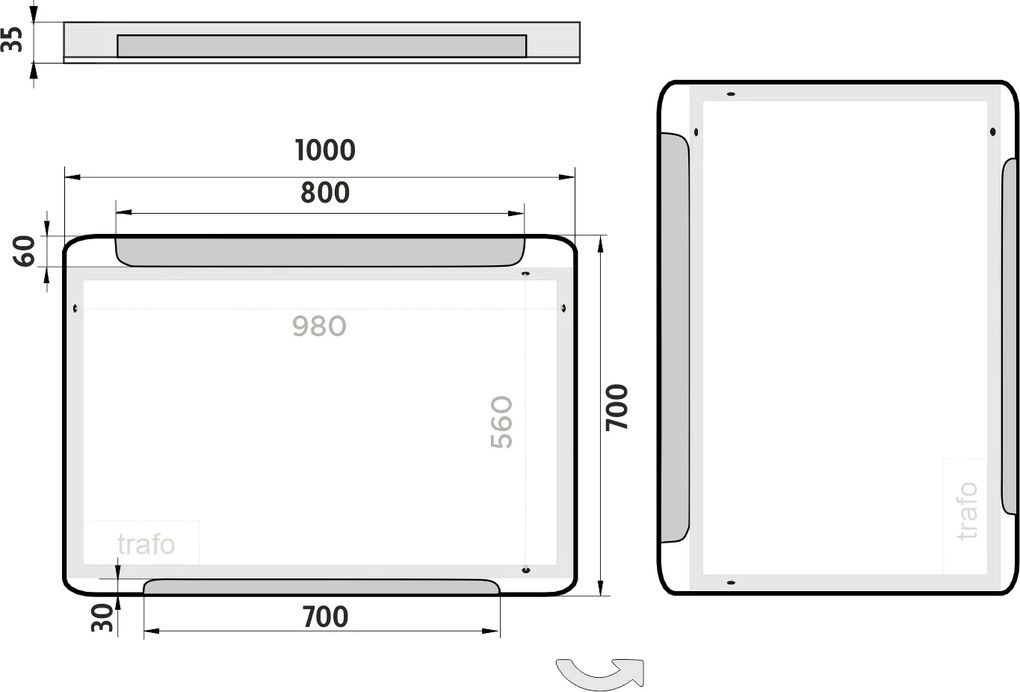 Nimco LED zrkadlo 1000x700 - ZP 22004