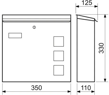 Poštová schránka BK.703.G.N s okienkami z matného plexiskla, nerez