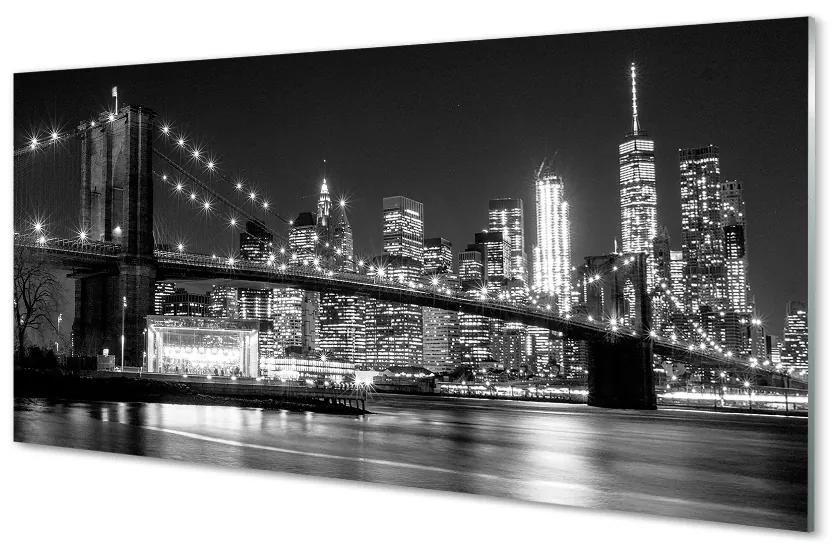 Obraz na akrylátovom skle Väčšina mrakodrapy v noci rieka 125x50 cm