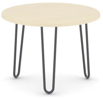 Okrúhly konferenčný stôl SPIDER, priemer 60 cm, čierna podnož, breza