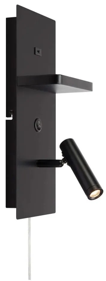 Markslöjd 109018 - LED nástenné svietidlo s poličkou a USB portom CARICA 4W/230V čierne
