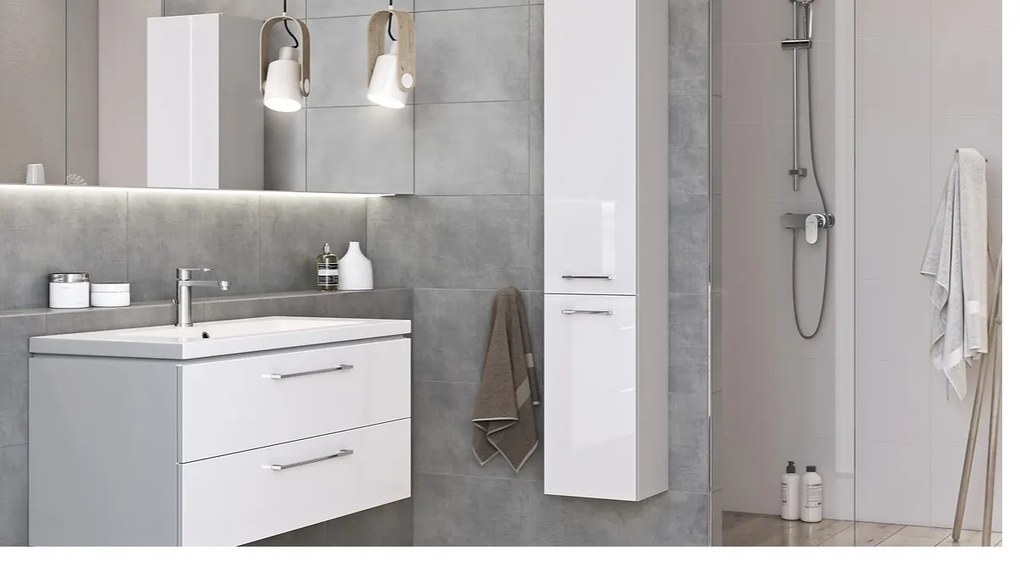 Cersanit Lara Como, závesná skrinka s umývadlom, 994×447×460 mm, biela lesklá, S801-191-DSM