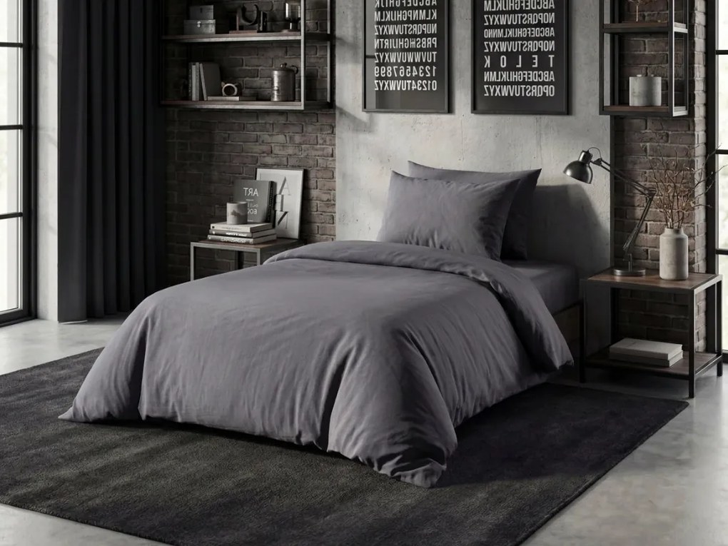 Bavlnené obliečky CALMORA tmavo sivé Rozmer obliečky: 2 ks 70 x 90 cm | 160 x 220 cm