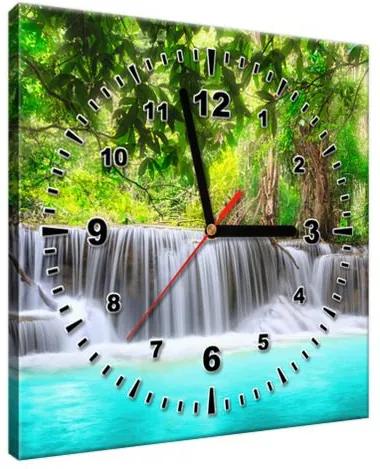 Obraz s hodinami Nádherný vodopád v Thajsku 30x30cm ZP1417A_1AI