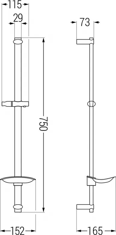 Mexen Sprchové súpravy - Sprchová tyč DB 75 cm s miskou na mydlo, bez batérie, čierna, 79384-70