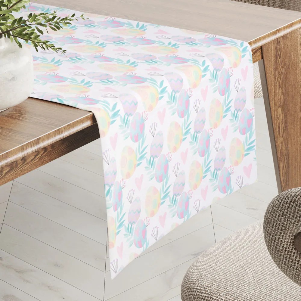 Biante Veľkonočný teflónový behúň na stôl TF-073 Pastelové kraslice na bielom 45x120 cm