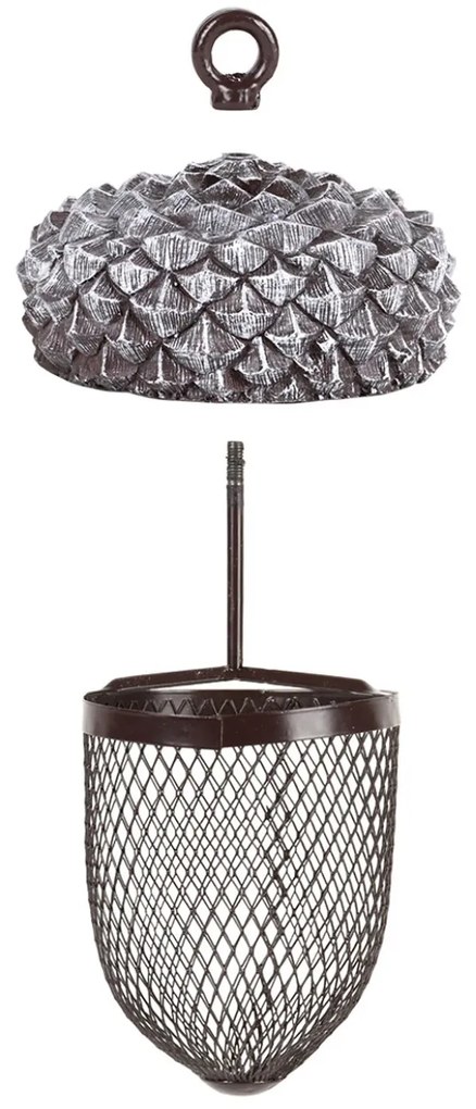 Závesné kŕmidlo pre vtáky Acorn, 30x13,5 cm, kov/polyesterová živica, sivá