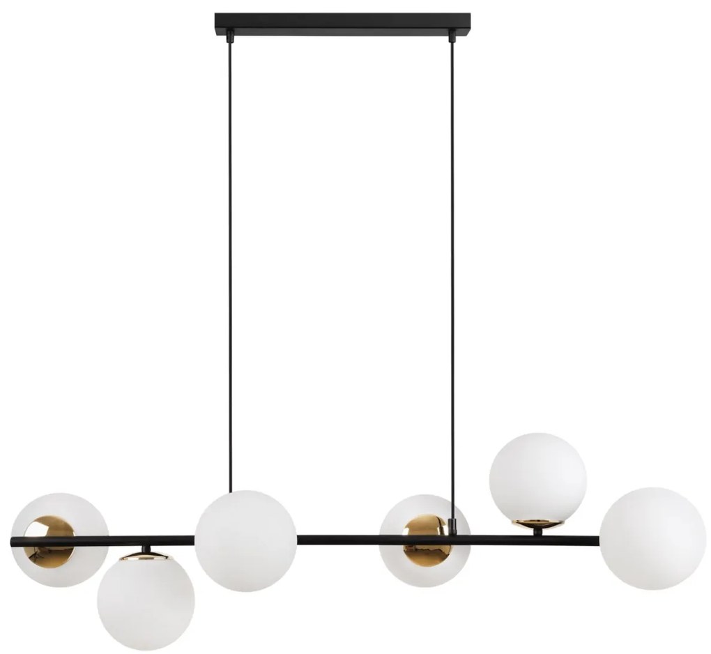 Závesne svietidlo Florence, 6x biele sklenené tienidlo, B/G