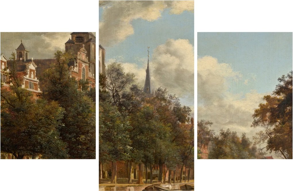Obraz - Jan van der Heyden, View Down a Dutch Canal, reprodukcia (90x60 cm)