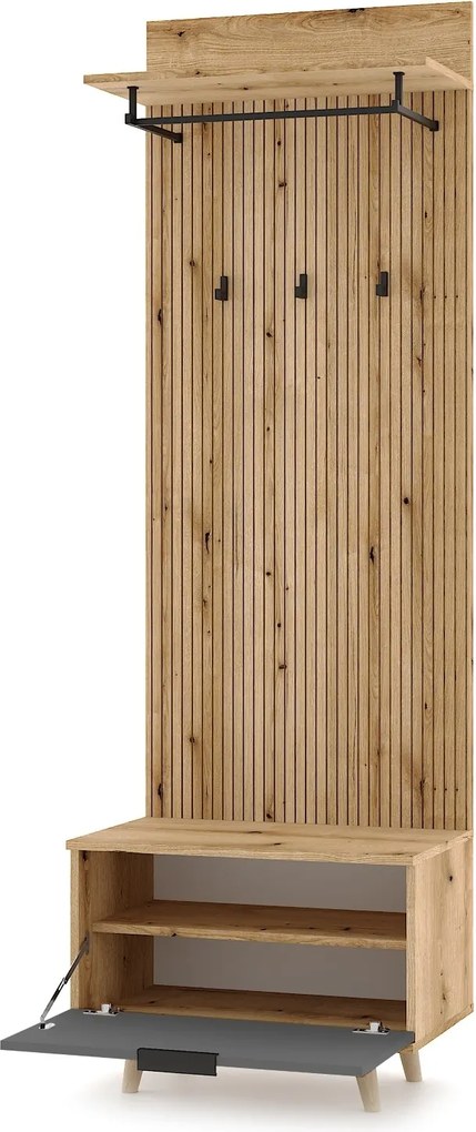 Předsíňová stěna Nordic 65 cm dub Evoke/grafit