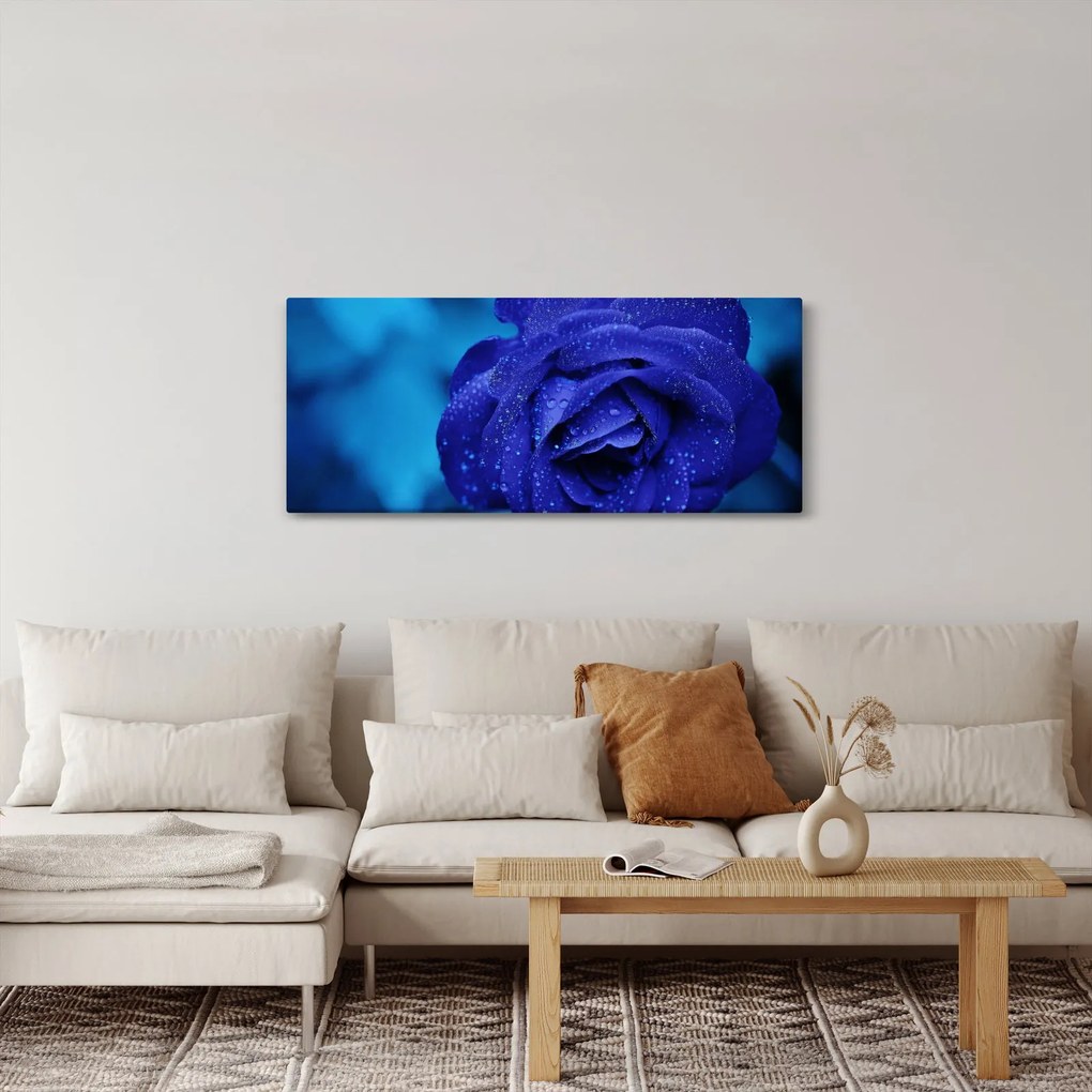 Obraz modrej ruže (120x50 cm)