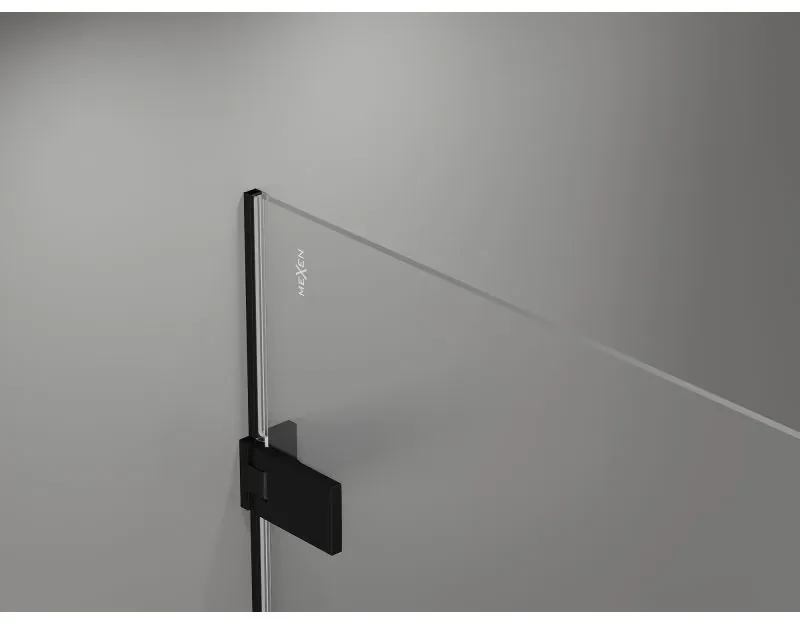 Mexen Lunar-F, sklápací sprchový kút ľavý 95 x 90 cm, 8mm číre sklo, čierny profil, 836-095-090-70-00-L