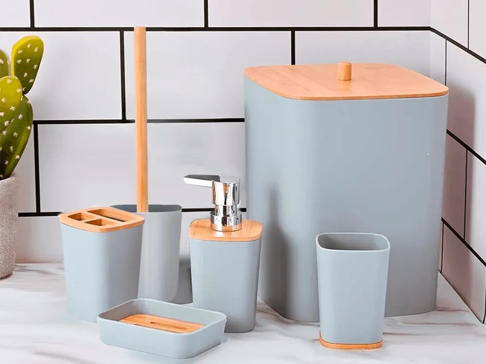 Plastová kúpeľňová sada BATHINO 6 ks - viac farieb Farba: Sivá