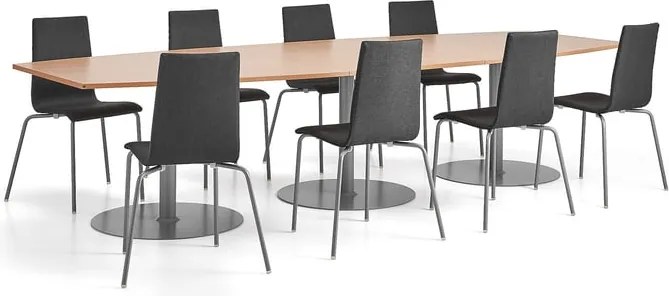 Nábytková zostava FLEXUS + MELVILLE, 1 stôl a 8 šedých stoličiek