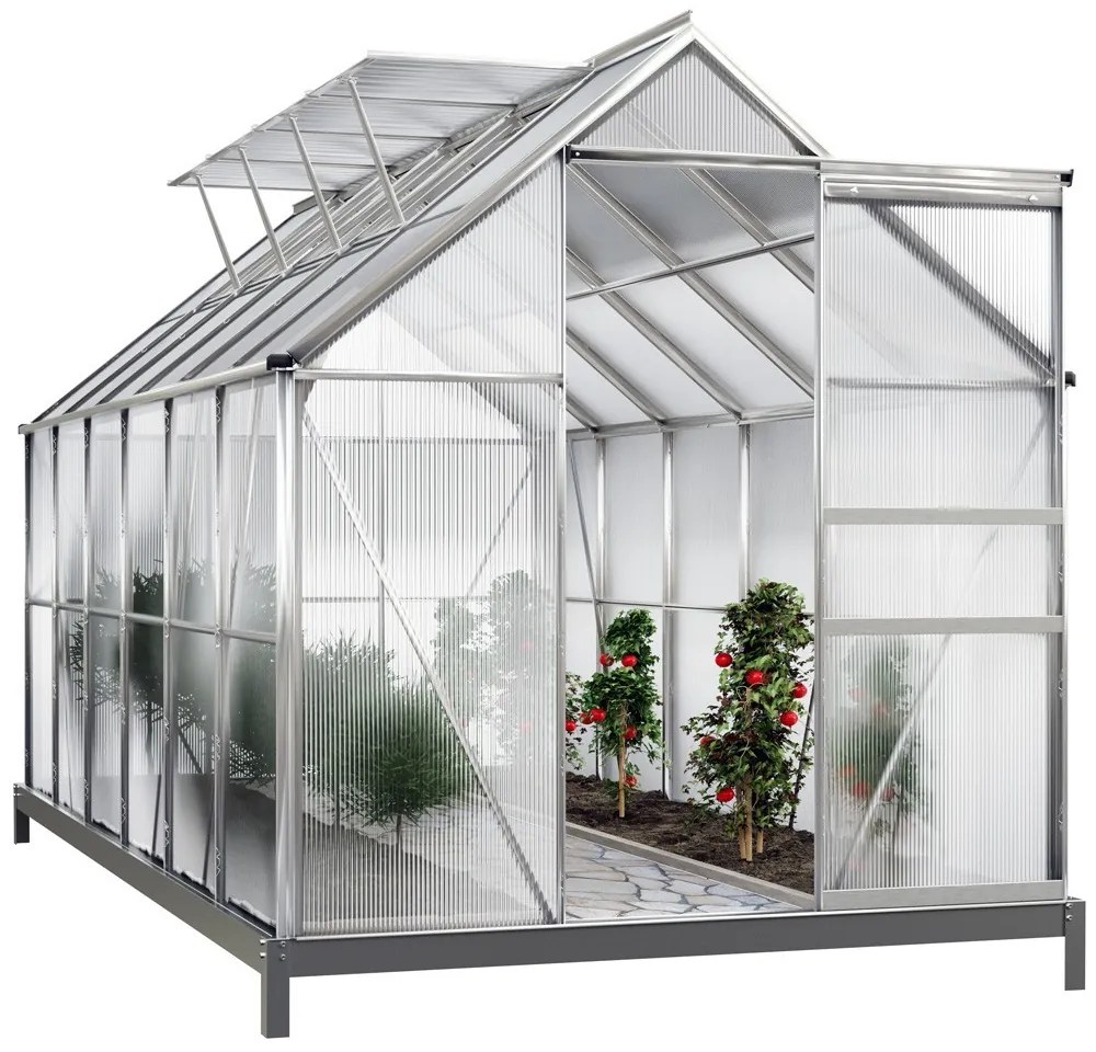 Záhradný skleník - 380x190x195cm - plocha 7,22 m² - objem 11,73 m³ + základňa