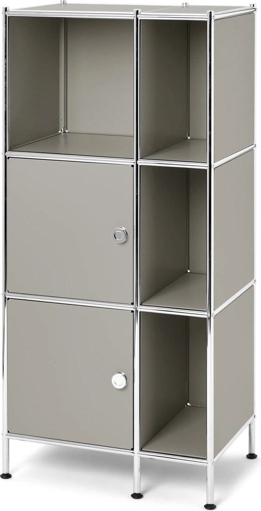 Kovový regál »CN3 Kids« s 2 dvierkami, svetlosivý