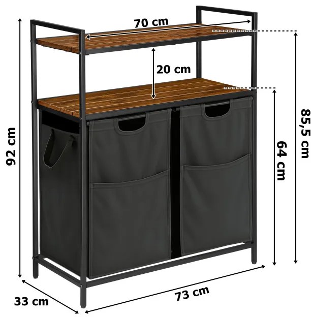 Kôš na bielizeň MIRUN 2-priehradkový sivý
