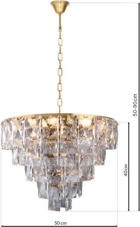 Luster Chelsea, 1x krištáľové tienidlo, (fi 50cm), g