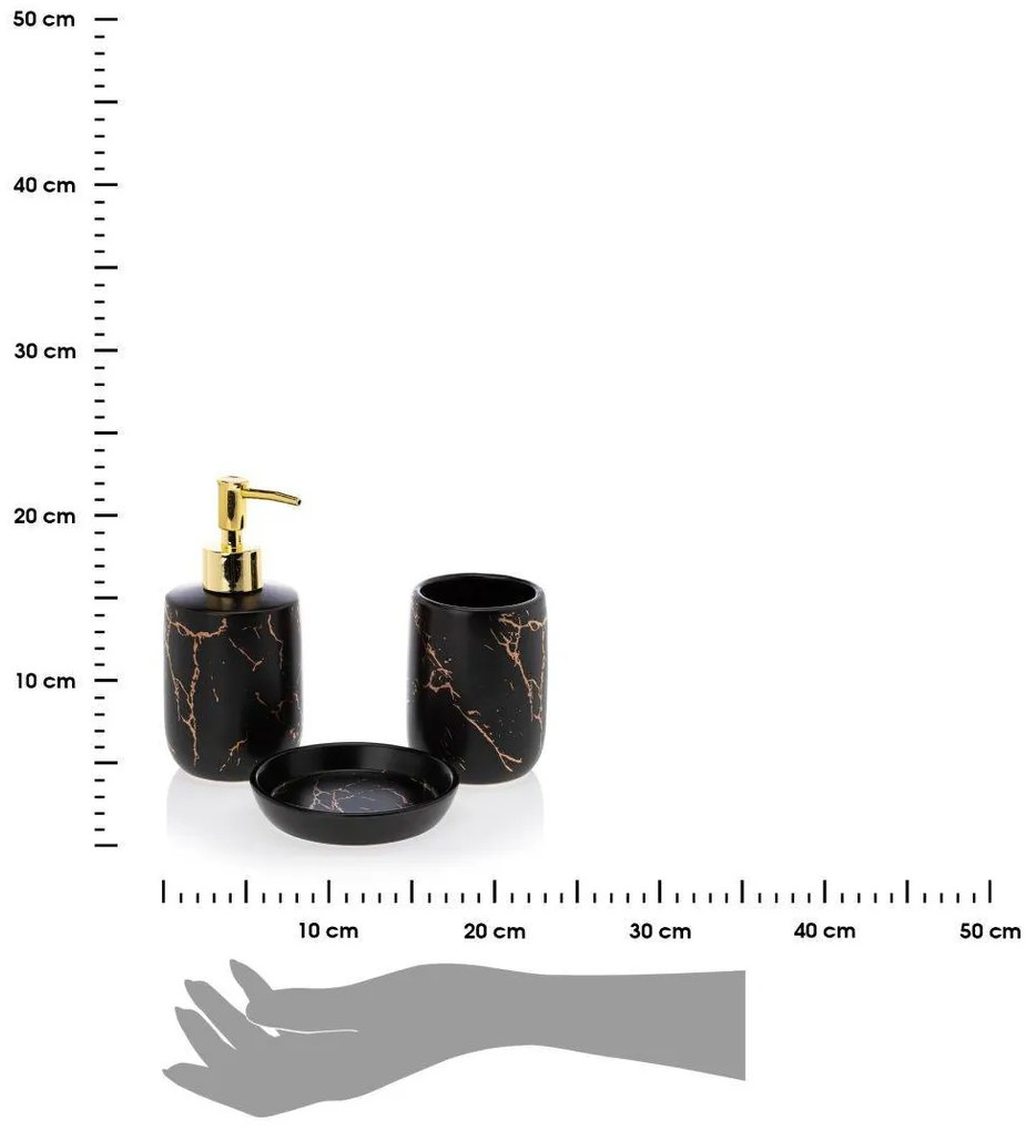 Sada kúpeľňových doplnkov Lua, čierna/so zlatými prvkami