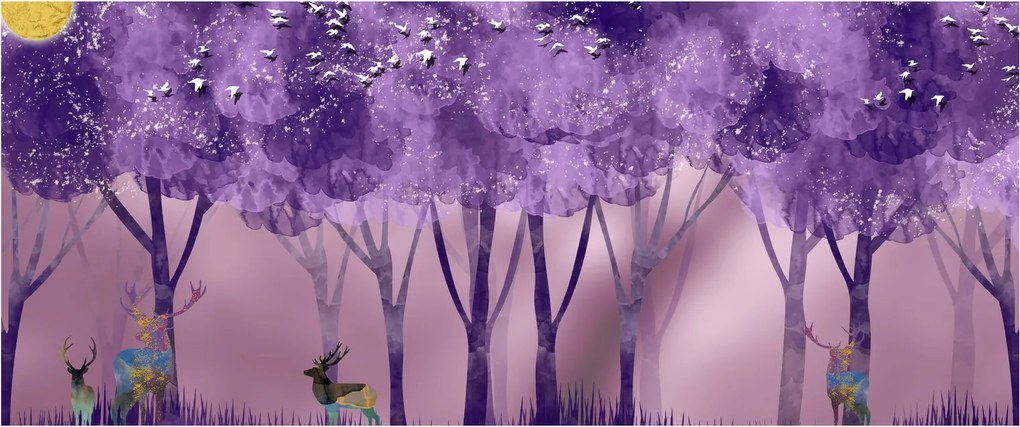 Obraz - Jelene v magickom lese (120x50 cm)