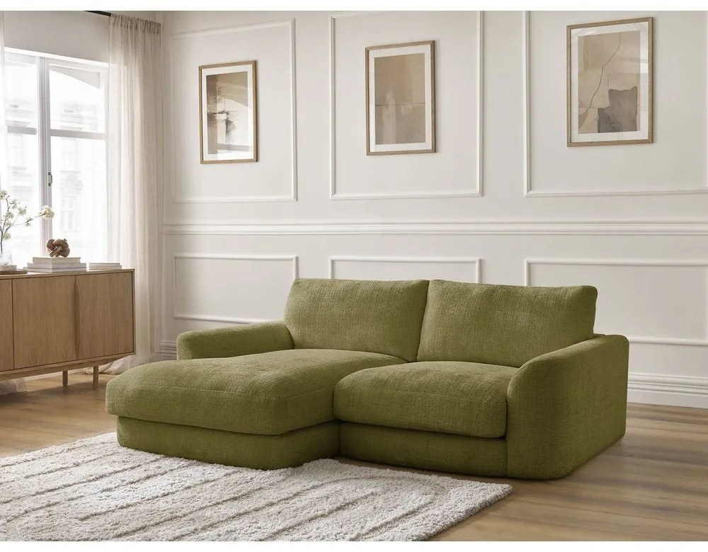 Khaki ženilková rohová pohovka (ľavý roh/s leňoškou) Leonore – Bobochic Paris