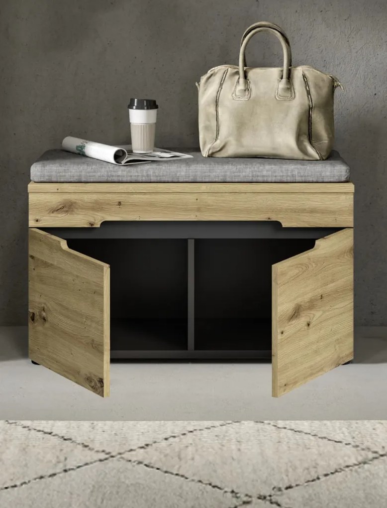 Predsieňová zostava Cano (5-dielna), šedá/dub artisan