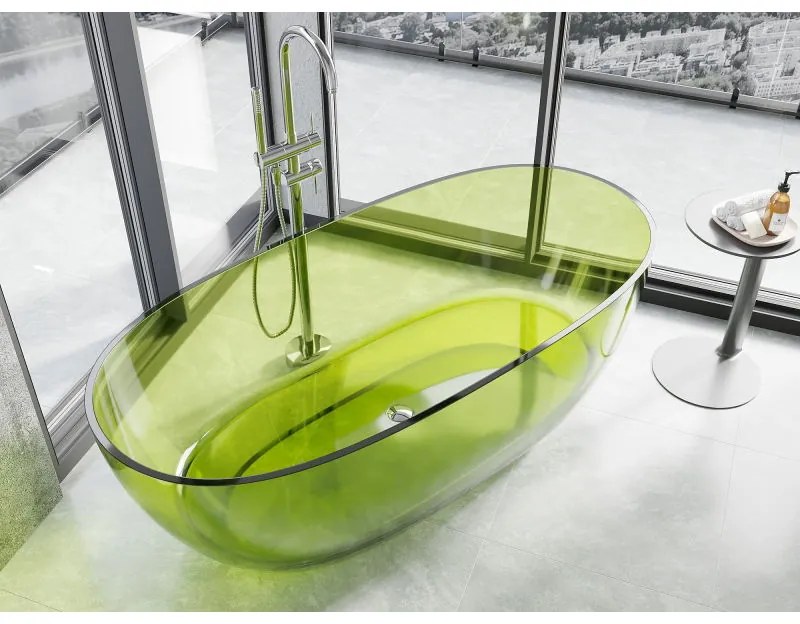 Mexen Pure, voľne stojaca priesvitná vaňa 170 x 80 cm, chrómová zátka, 58071708012