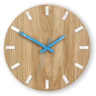 Sammer Moderné dubové hodiny SIMPLE - biela/modrá 33cm SimpleWoodWhiteBlue