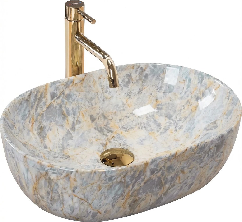 Rea Amelia, umývadlo na dosku 480x345x135 mm, imitácia kameňa, REA-U0625