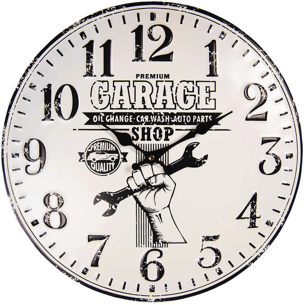 Nástenné retro hodiny Garage - Ø 40 cm / 1 * AA