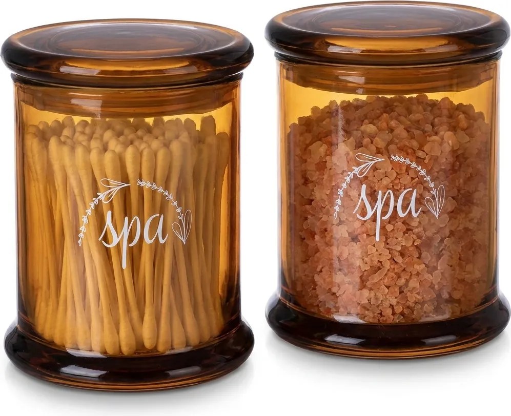 Orion Sklenená hnedá dóza na vatové tyčinky SPA, 330ml