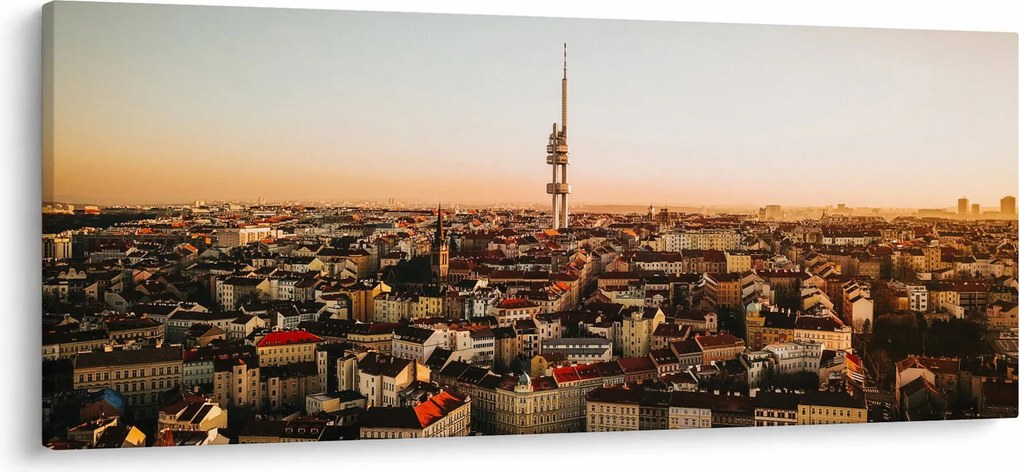 Obraz západu slnka nad Žižkovom (120x50 cm)