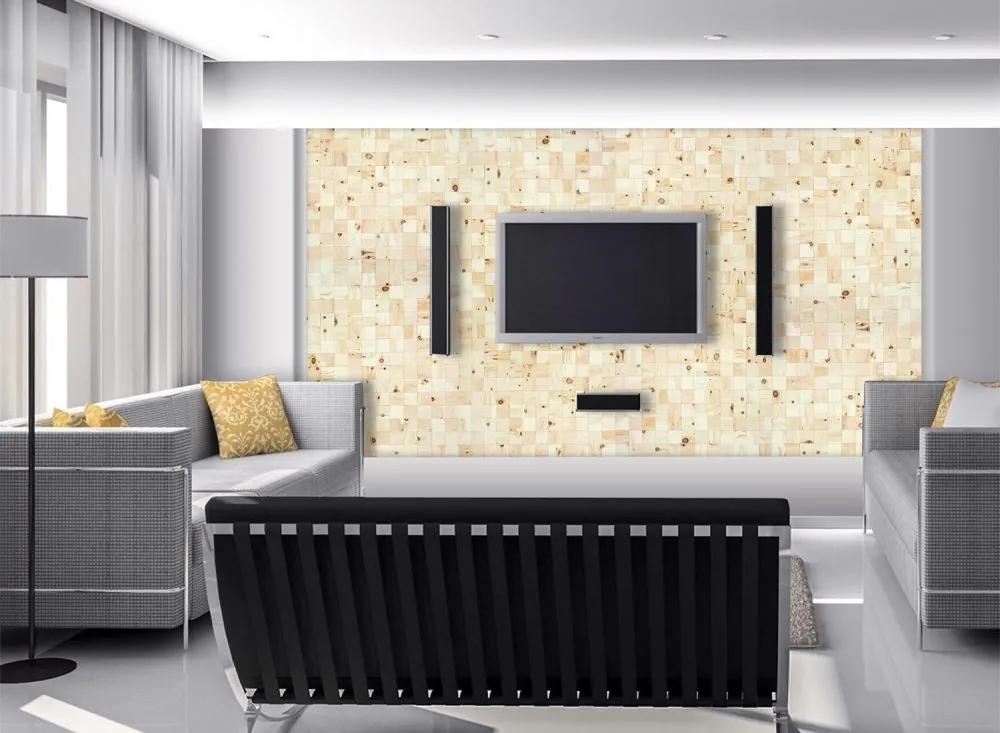 BOROVICA 100, samolepiaci panel 300 x 300 mm (0,09 m²) - drevena mozaika 3D Kartáčovaný - bez povrch. úpravy