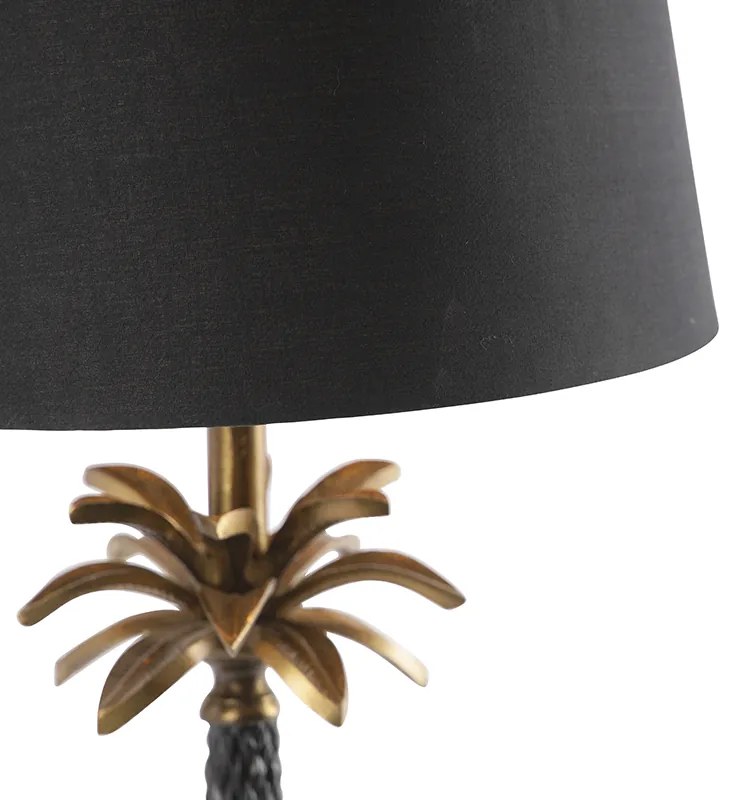 Art Deco stolná lampa bronzová s čiernym tienidlom 35 cm - Areka
