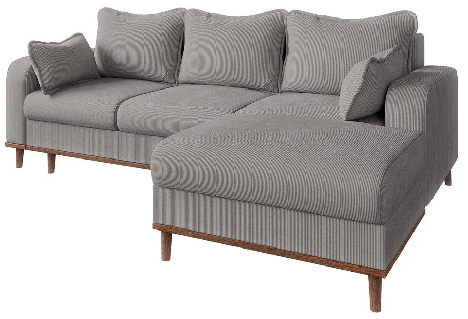 Svetlosivá menčestrová rohová pohovka (pravý roh) Beata – Ropez