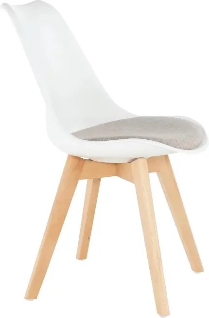 Jedálenská stolička Damara - biela / sivobéžová / buk