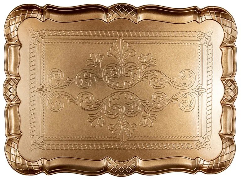Zlatý antik obdĺžnikový servírovací podnos Ornament - 40*30 cm