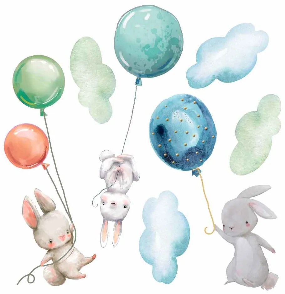 Gario Detská nálepka na stenu Zajačiky s balónmi