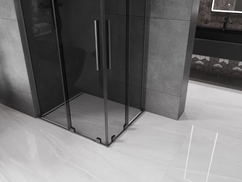 Mexen Velar L Duo, sprchový kút s posuvnými dverami 100 x 90 cm, 8mm šedé sklo, brúsený grafit, 871-100-090-02-43-66