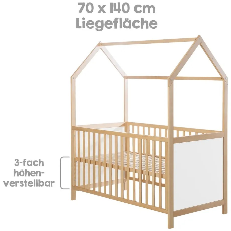 Postieľka v bielo-prírodnej farbe 70x140 cm – Roba