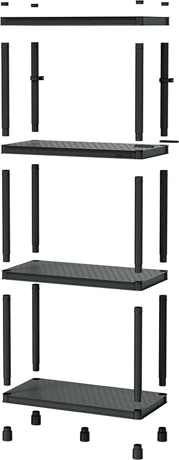 Prosperplast Regál plastový 4 police STACKARO SMALL 58 x 28 x 131,5 cm - čierny