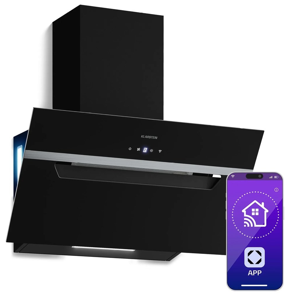 Klarstein BigBite šikmý digestor | režim odsávania vzduchu a recirkulácie | bezpečnostné sklo | 417 m³/h | 60 cm