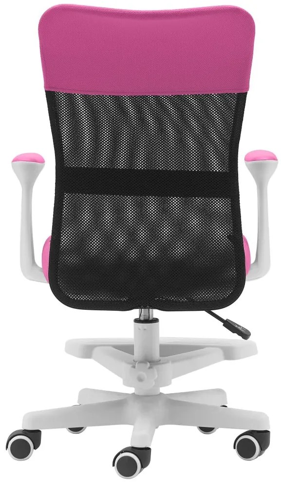 Detská stolička Neoseat MONKEY WHITE s podnožou — látka, biela / tmavo ružová