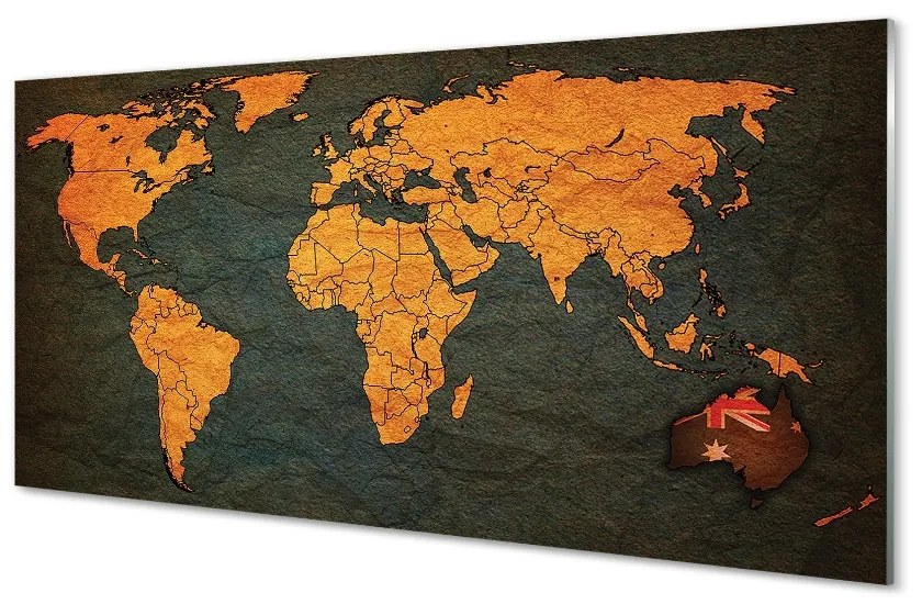 Sklenený obraz gold mapa 100x50 cm
