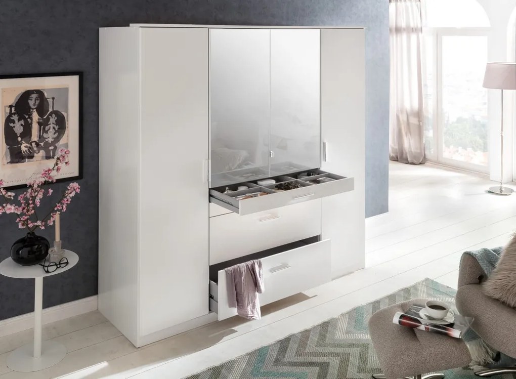 Šatníková skriňa Aachen, 180 cm, biela