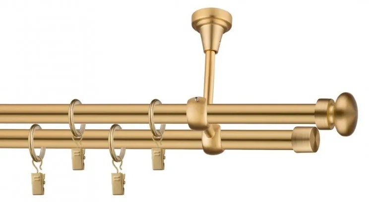 Dekorstudio Stropná dvojradová garniža FLAT zlatá 19mm Dĺžka: 120cm, Typ príslušenstva: Bez príslušenstva