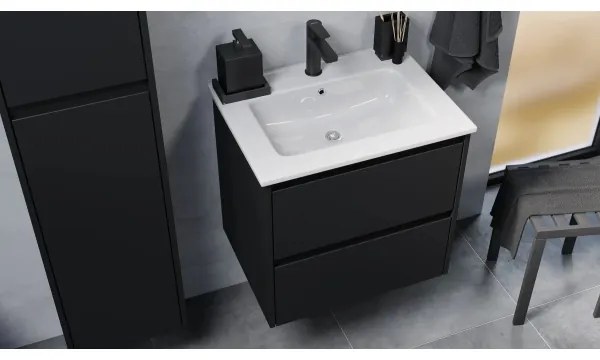 Kúpeľňová skrinka s umývadlom MOLDE 60 cm čierna