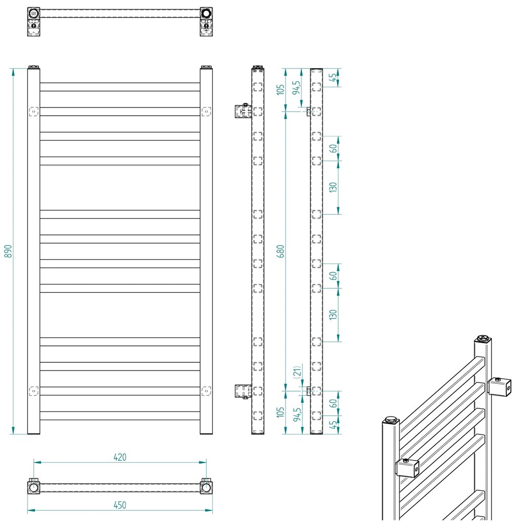 Sapho Sapho, METRO vykurovacie teleso 450x890 mm, chrom, 0411-03