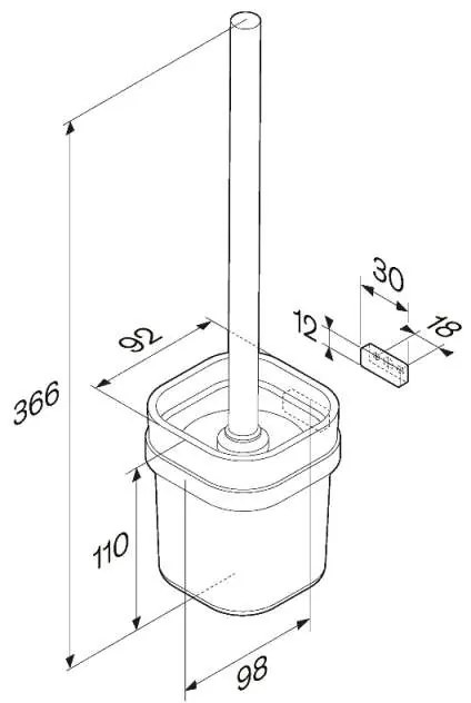 Toaletná kefa AM.PM Func A8F33300 nástenná, chróm