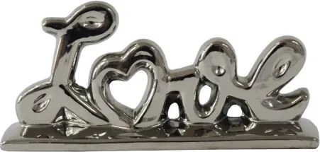Dekorácia Love 26 cm, strieborná%